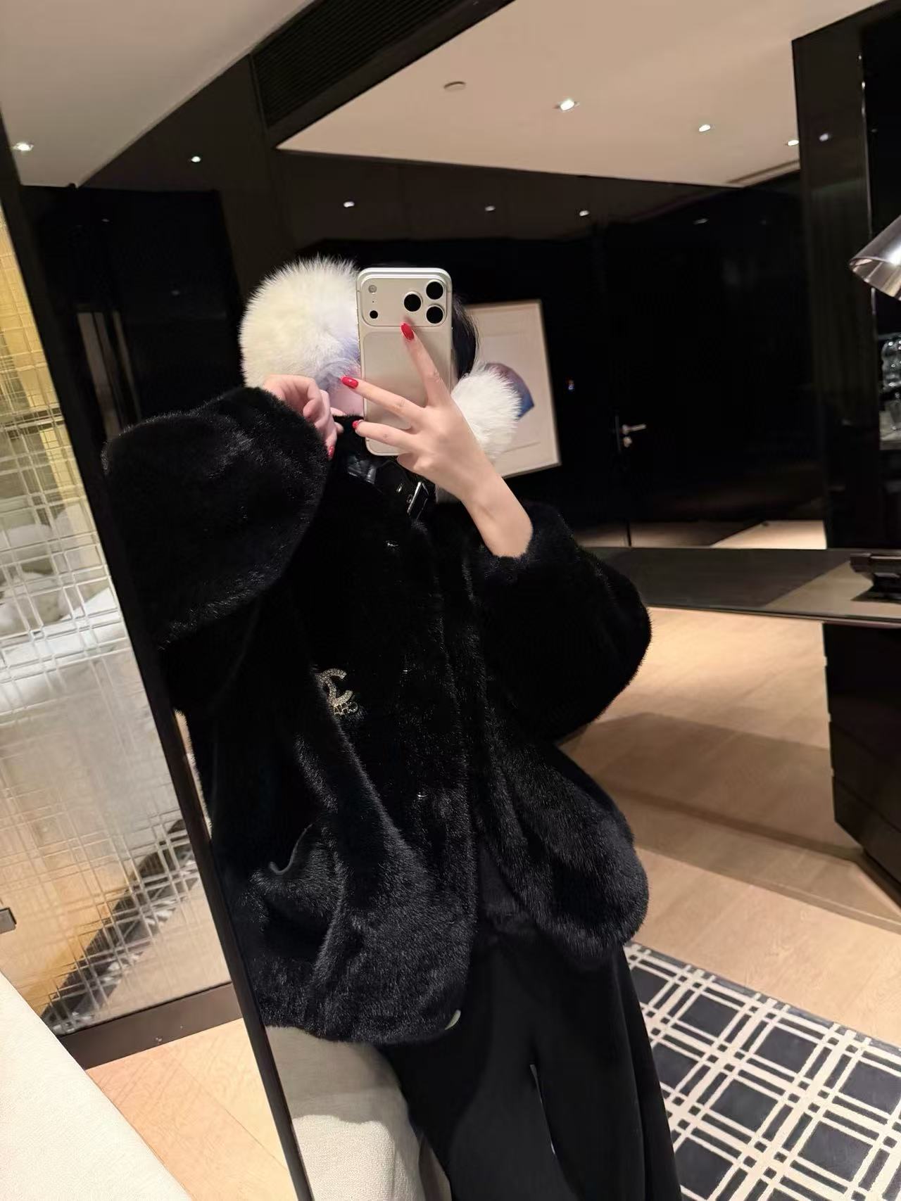 CHANE1 ダブルC ファージャケット【50％割引+送料無料】