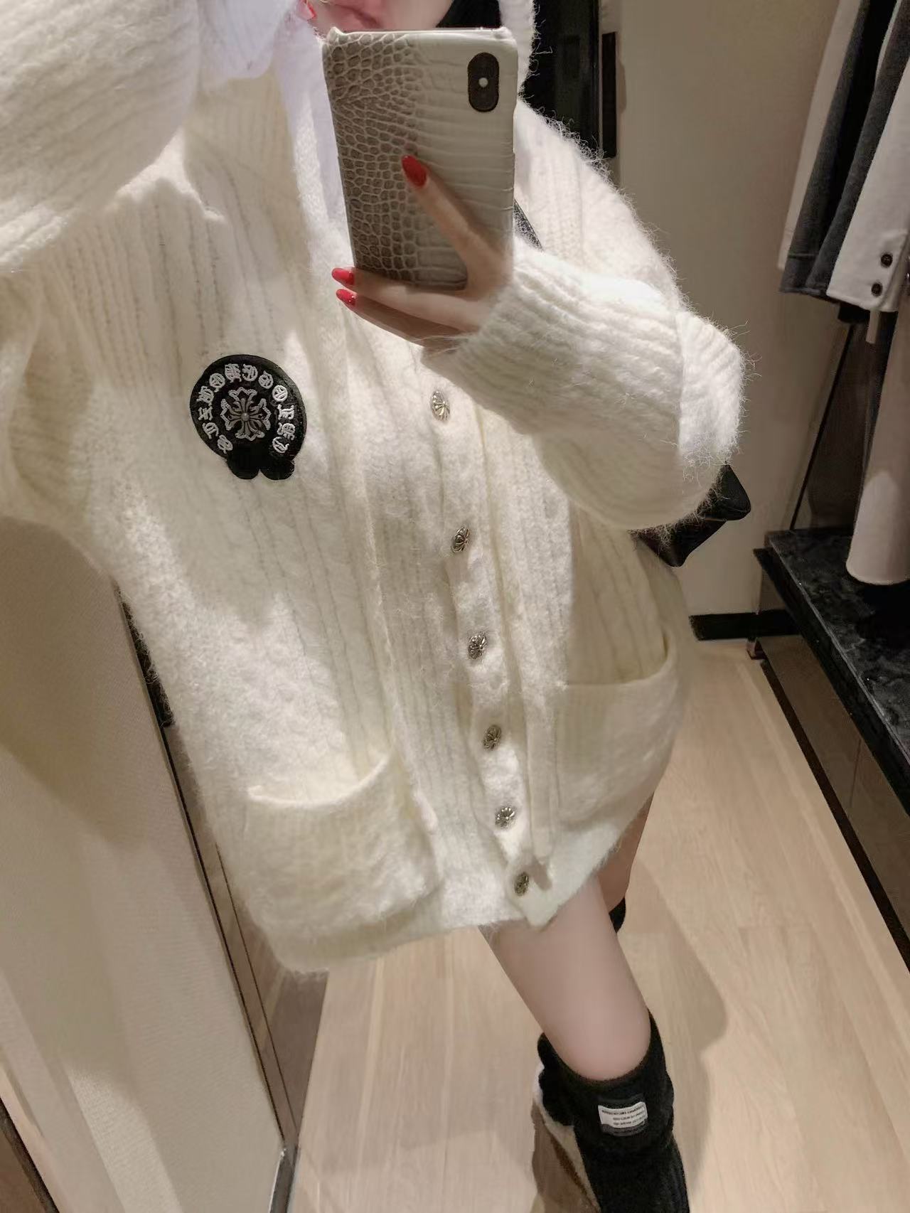 Chr0me Heartsフード付きセーターカーディガン【50％割引+送料無料】