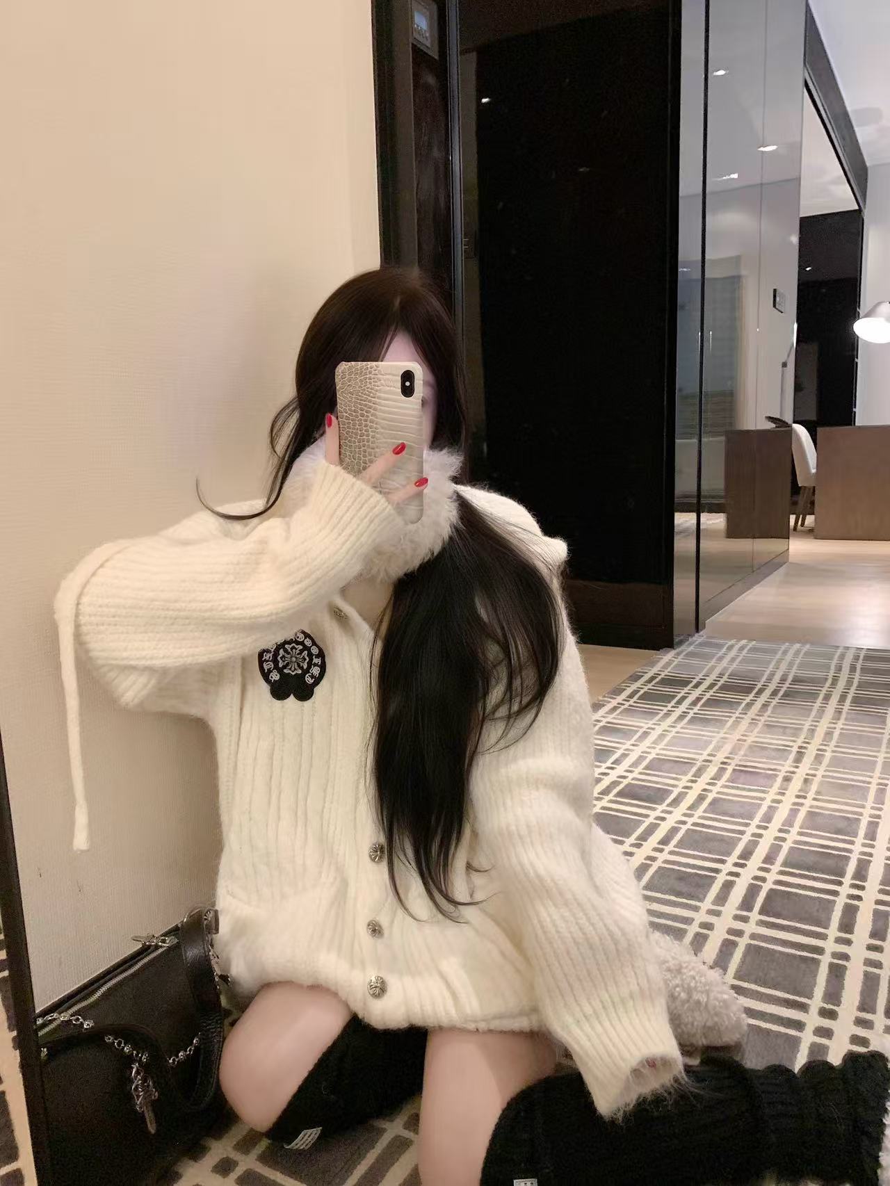 Chr0me Heartsフード付きセーターカーディガン【50％割引+送料無料】