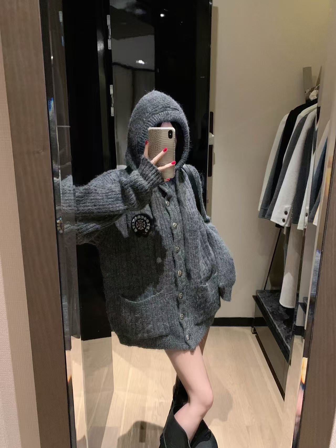 Chr0me Heartsフード付きセーターカーディガン【50％割引+送料無料】