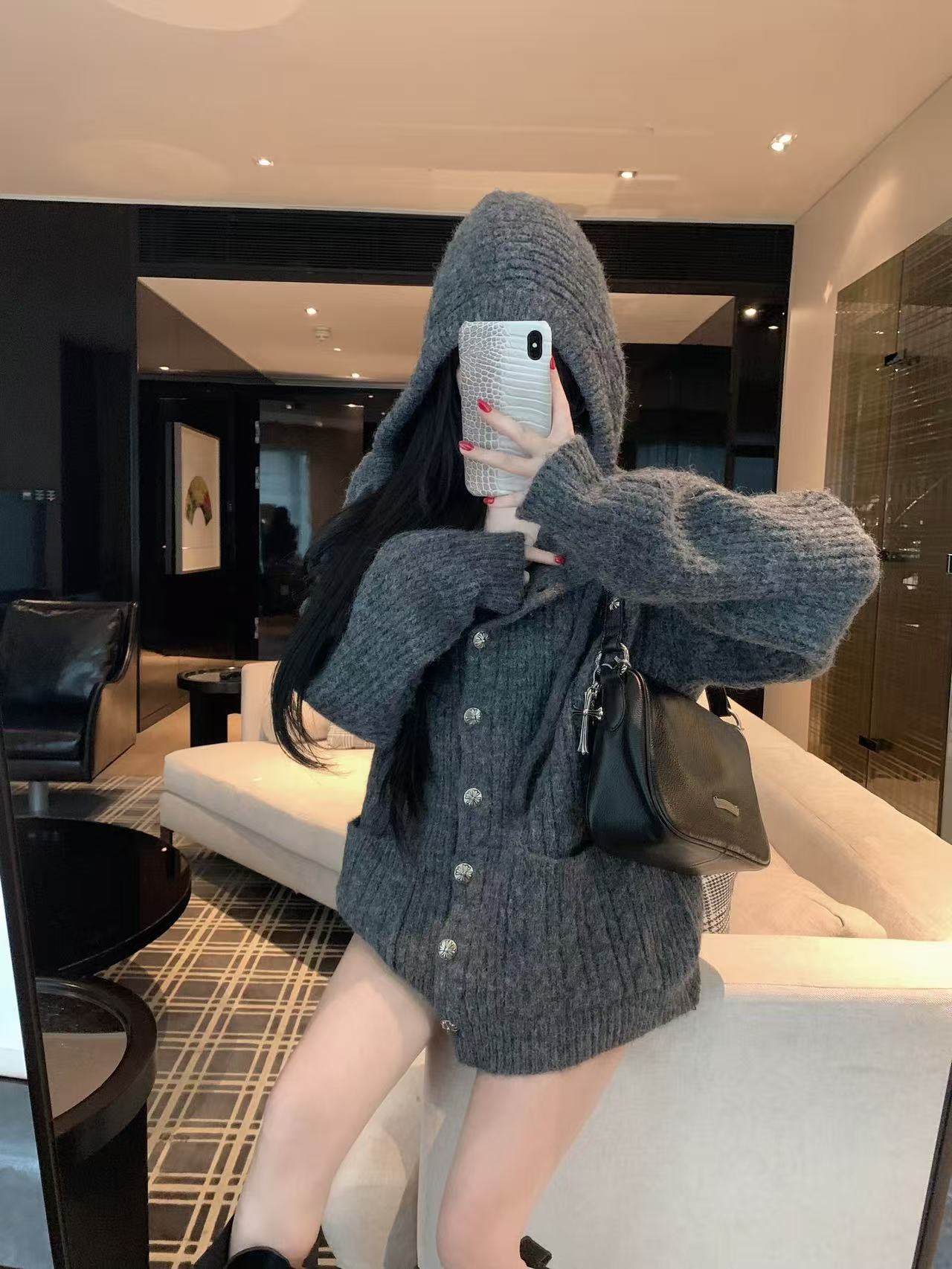 Chr0me Heartsフード付きセーターカーディガン【50％割引+送料無料】