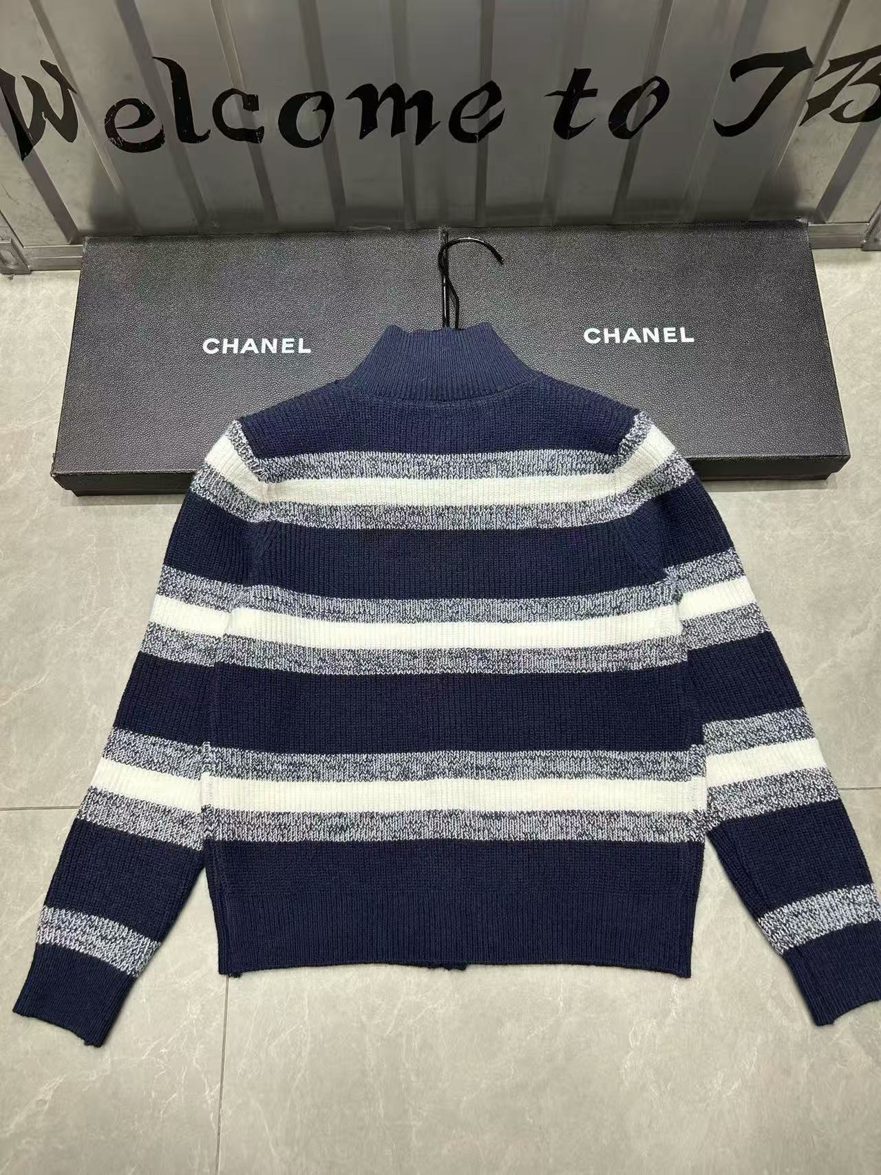 CHANE1 ストライプブローチウールカーディガン【50％割引+送料無料】