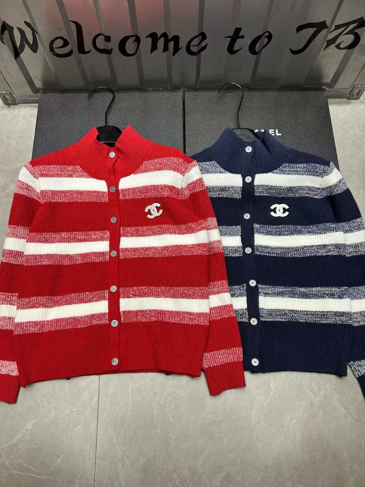 CHANE1 ストライプブローチウールカーディガン【50％割引+送料無料】