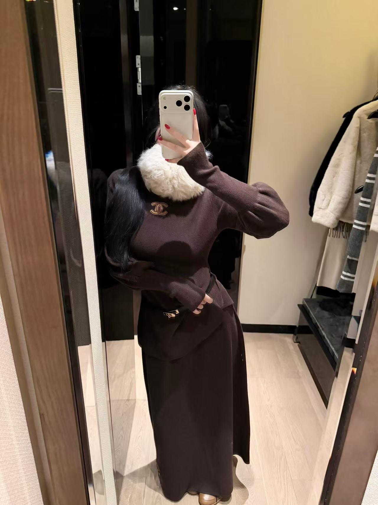 CHANE1 ダブルC ウールセーター+スカート ツーピースセット【50％割引+送料無料】