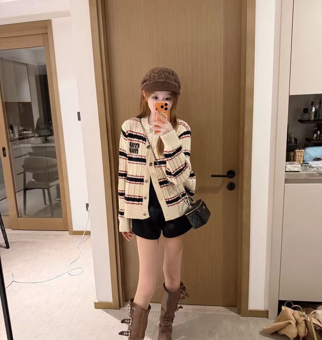 M1UM1U カラーブロックウールカーディガン【50％割引+送料無料】