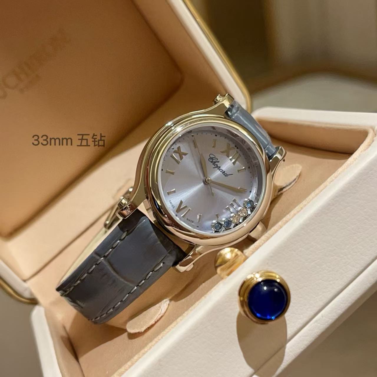 Ch0pard HAPPY DIAMONDSレザーストラップレディース腕時計【50％割引+送料無料】