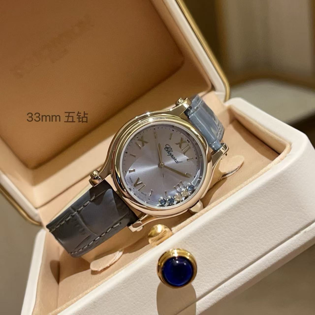 Ch0pard HAPPY DIAMONDSレザーストラップレディース腕時計【50％割引+送料無料】