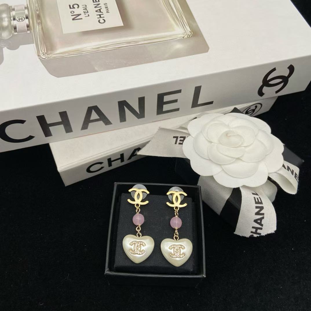 CHANE1 ダブルC ハート イヤリング【50％割引+送料無料】