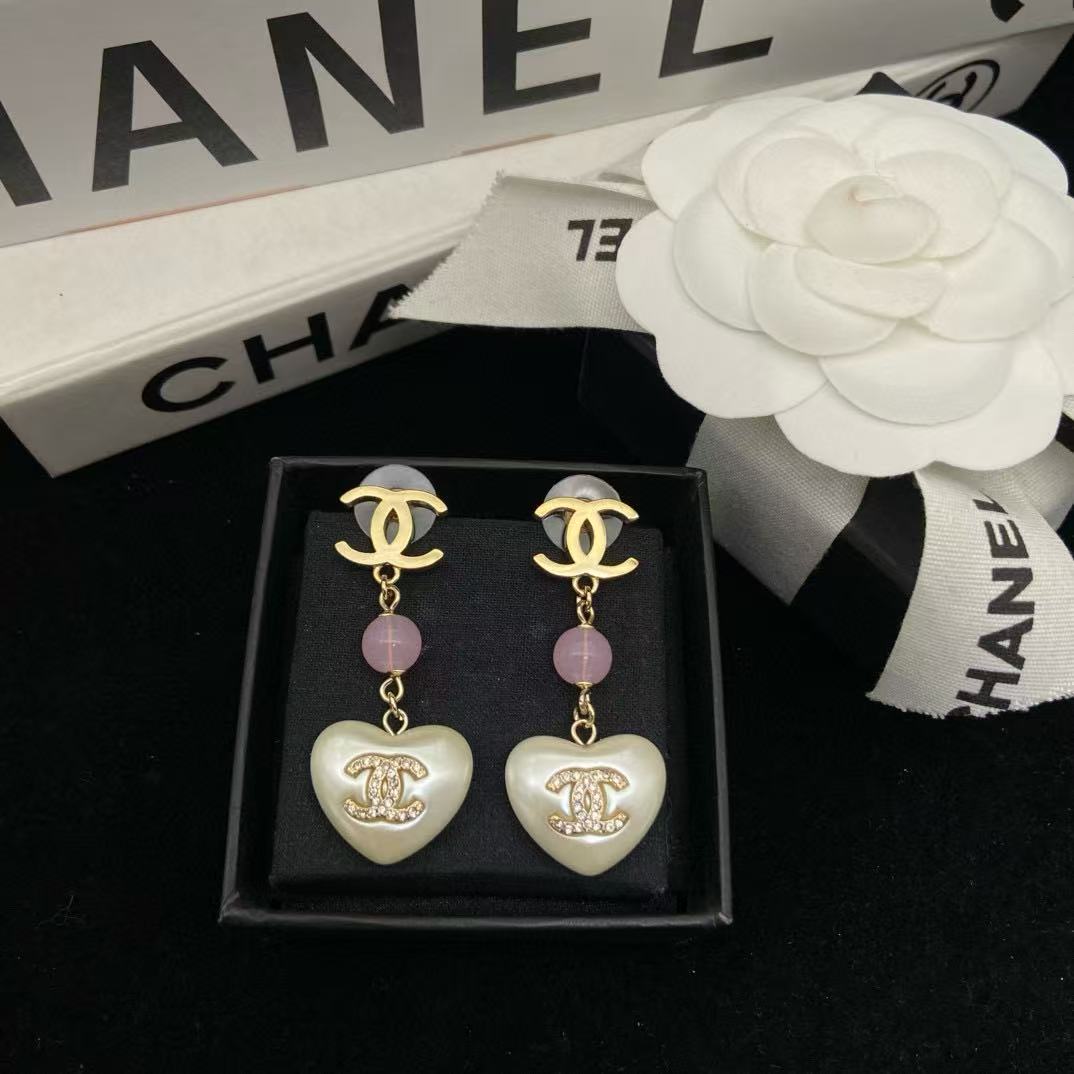 CHANE1 ダブルC ハート イヤリング【50％割引+送料無料】