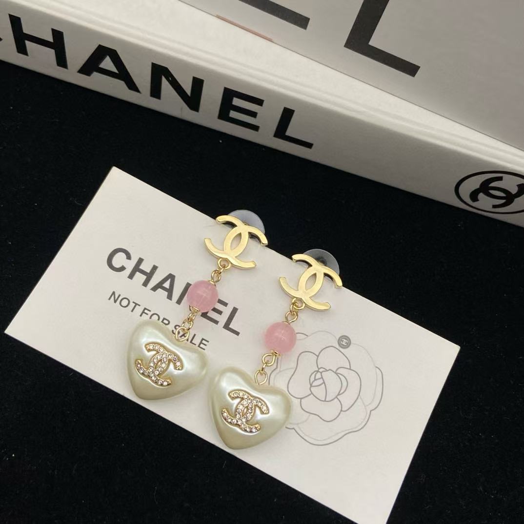 CHANE1 ダブルC ハート イヤリング【50％割引+送料無料】