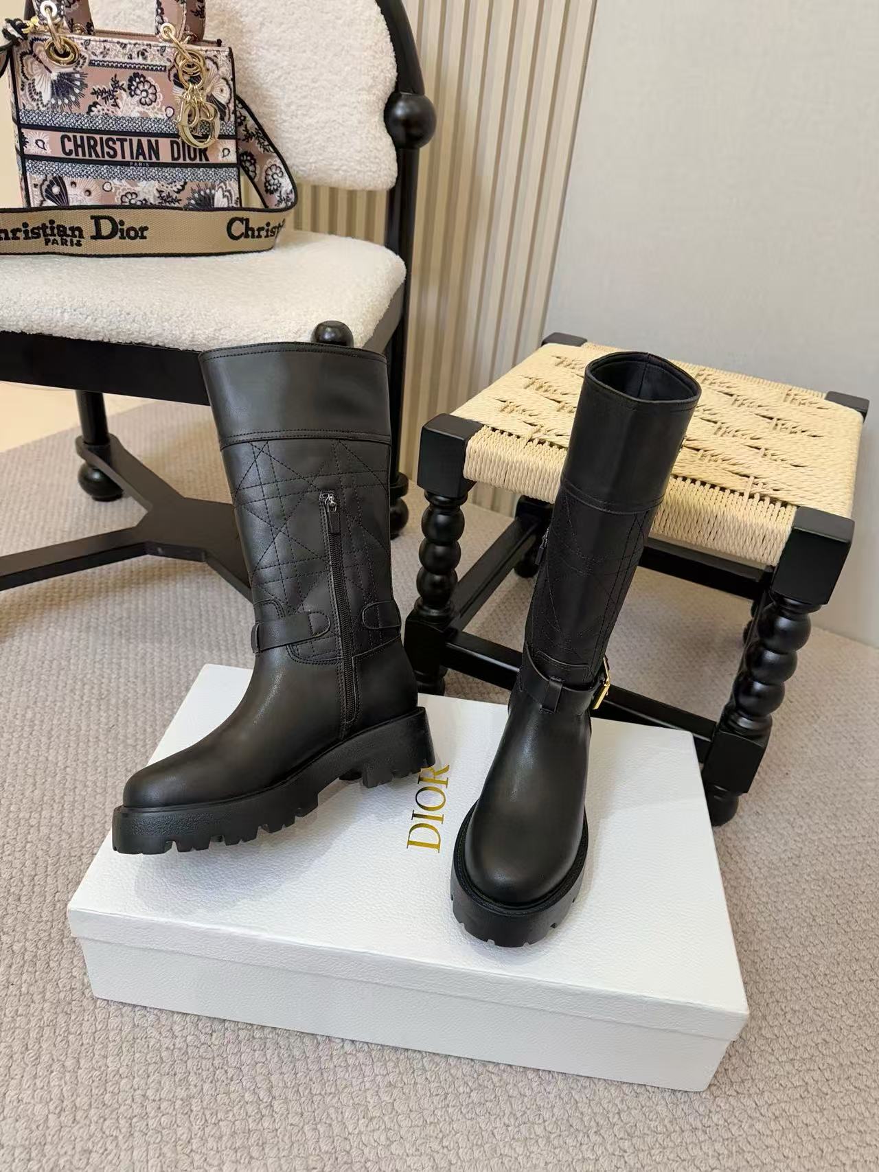 DIOR 高品質レターレザー ハイブーツ【50％割引+送料無料】