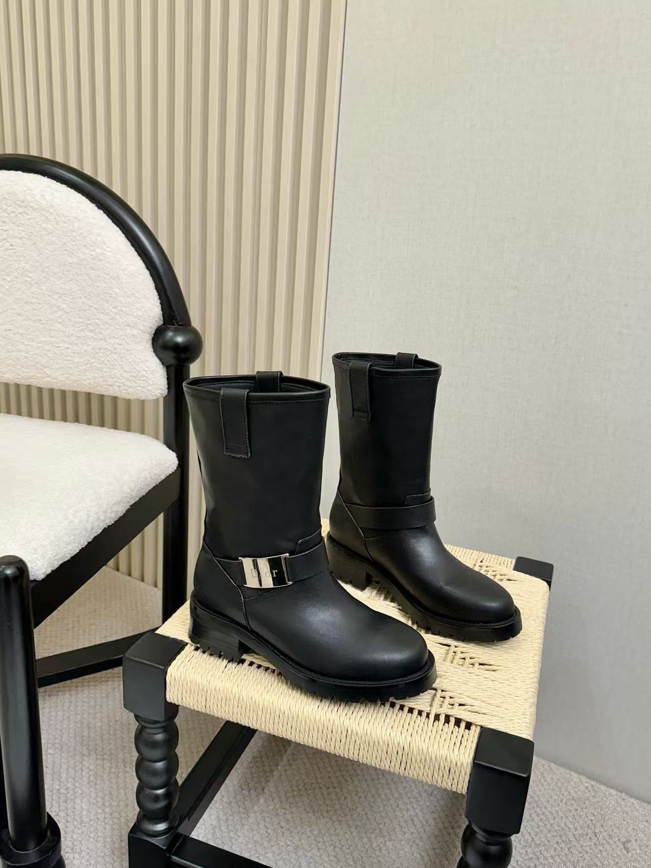 DIOR 高品質シンプル牛革アンクルブーツ【50％割引+送料無料】