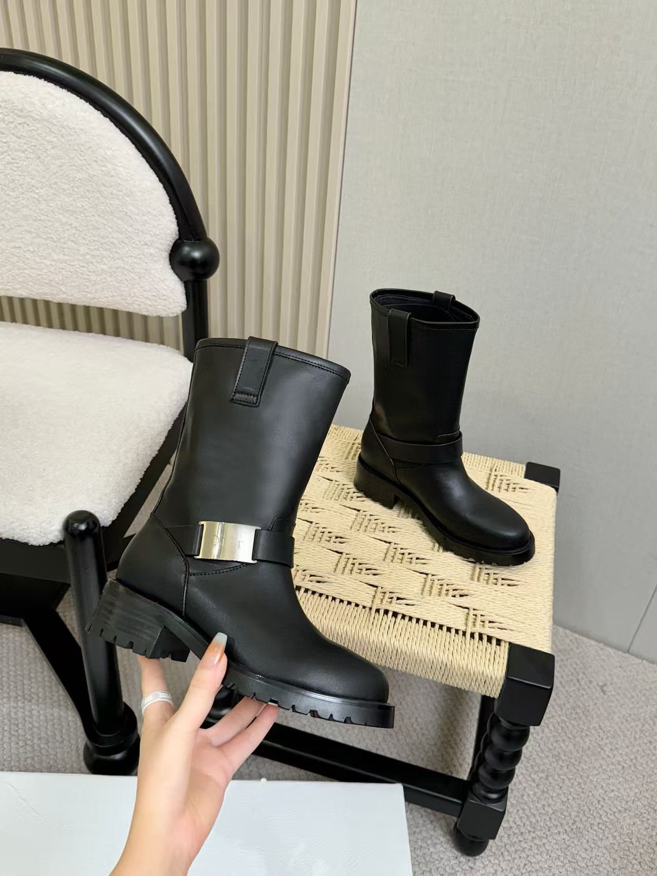 DIOR 高品質シンプル牛革アンクルブーツ【50％割引+送料無料】