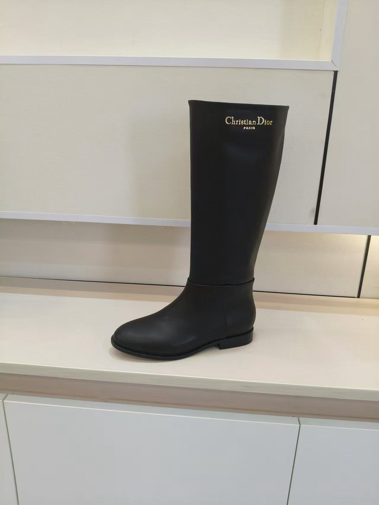DIOR 高品質シンプルレターカウハイドサイハイブーツ【50％割引+送料無料】
