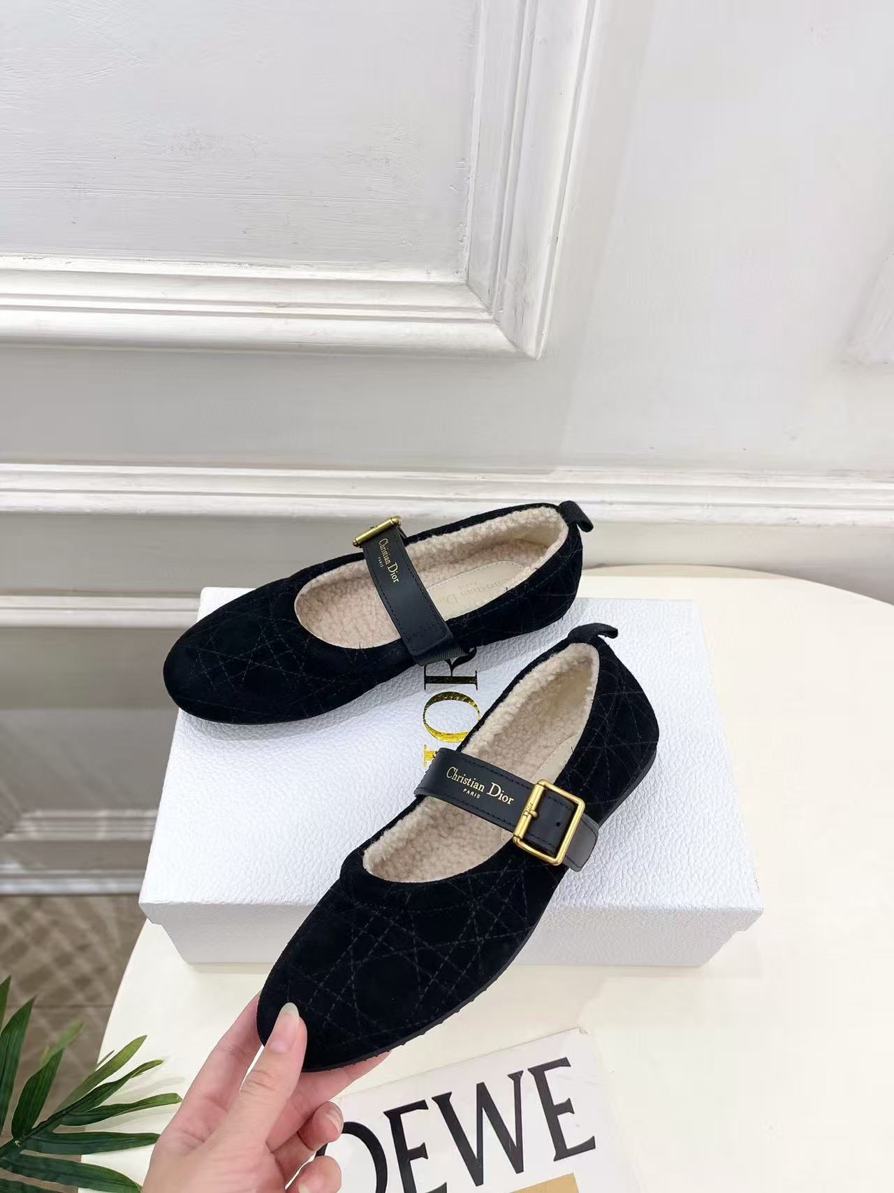 DIOR 高品質チェック柄ウールフラットシューズ【50％割引+送料無料】