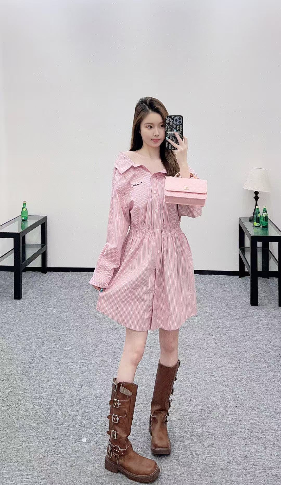 M1UM1U ストライプシャツ【50％割引+送料無料】