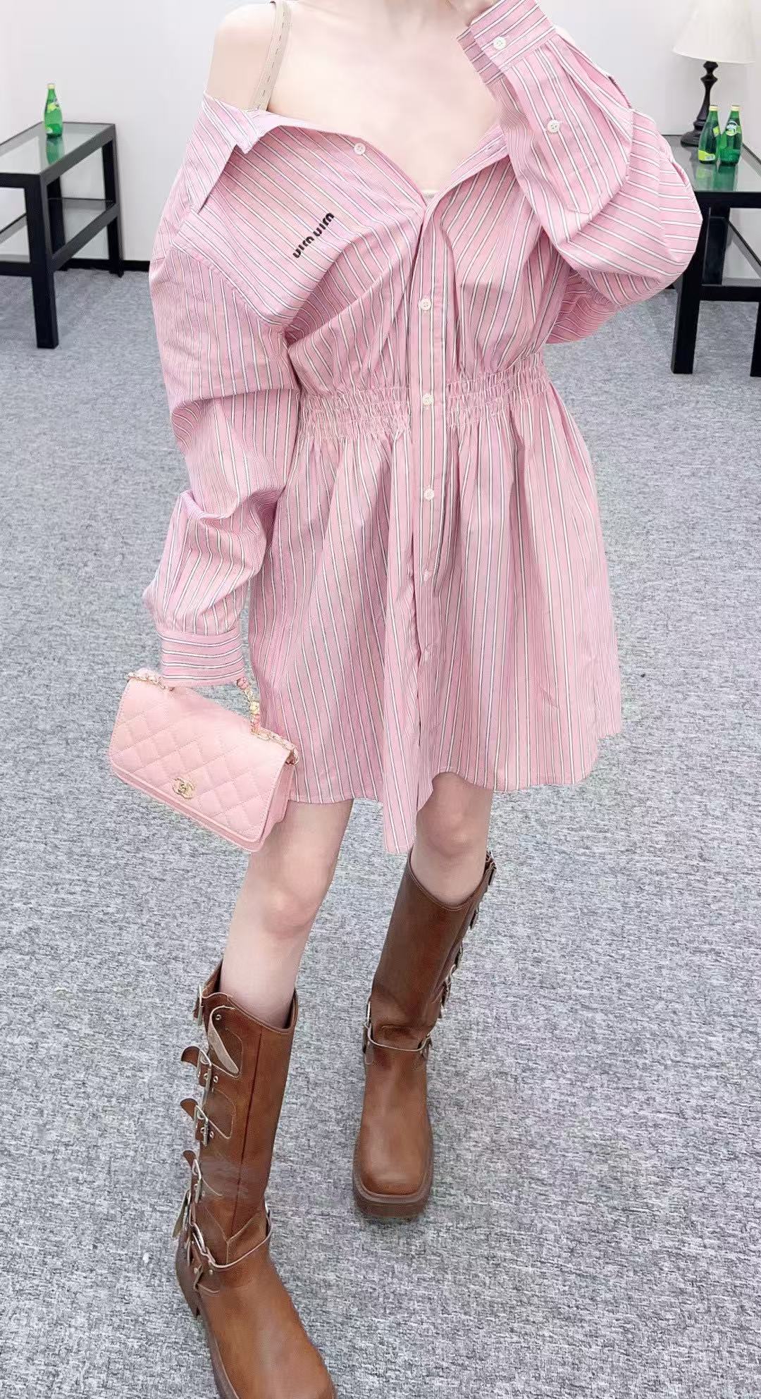 M1UM1U ストライプシャツ【50％割引+送料無料】