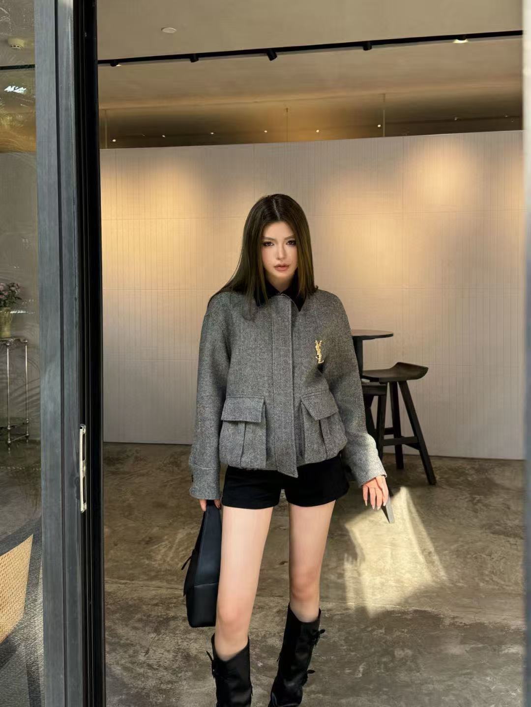 YSL コーデュロイ ラペル ツイード ジャケット【50％割引+送料無料】