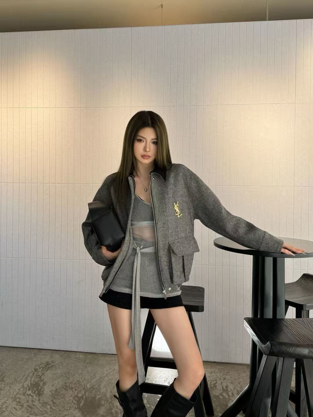 YSL コーデュロイ ラペル ツイード ジャケット【50％割引+送料無料】