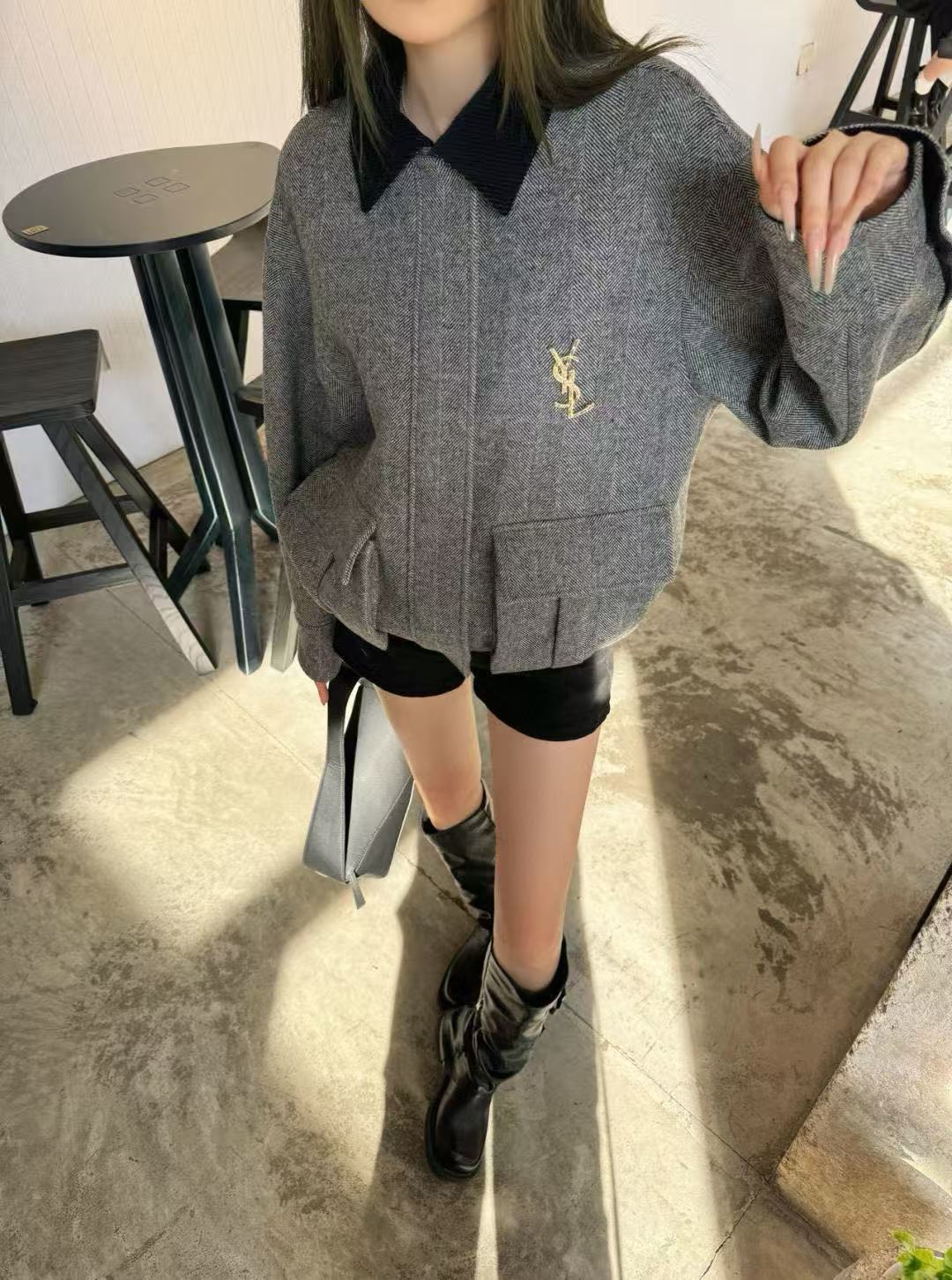 YSL コーデュロイ ラペル ツイード ジャケット【50％割引+送料無料】