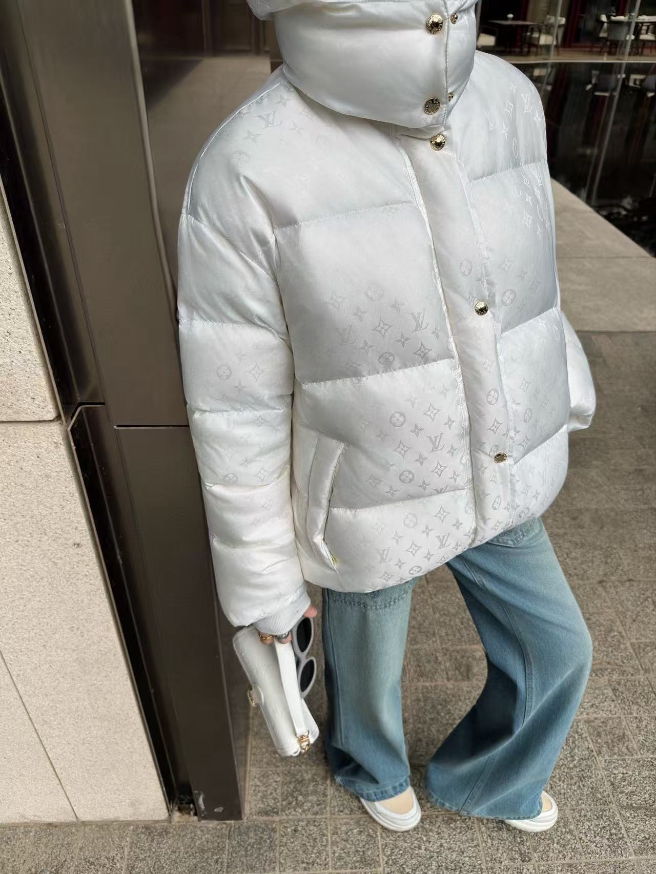 LVフード付きジャカードダウンジャケット【50％割引+送料無料】