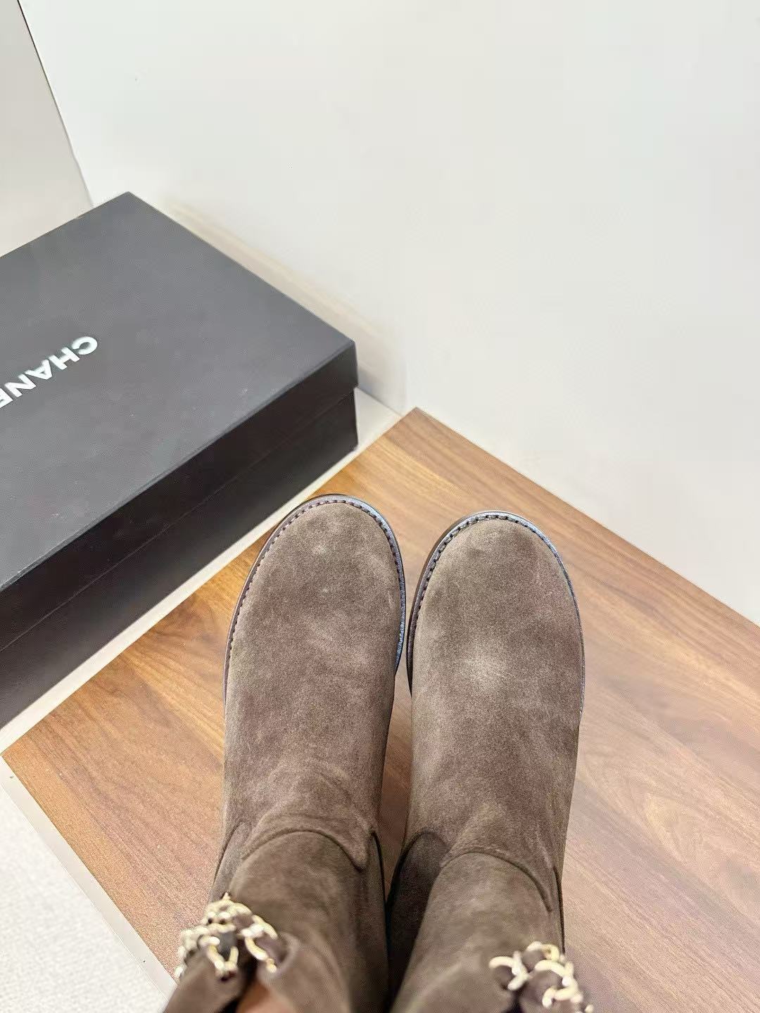 CHANE1 高品質チェーンディアレザーアンクルブーツ【50％割引+送料無料】