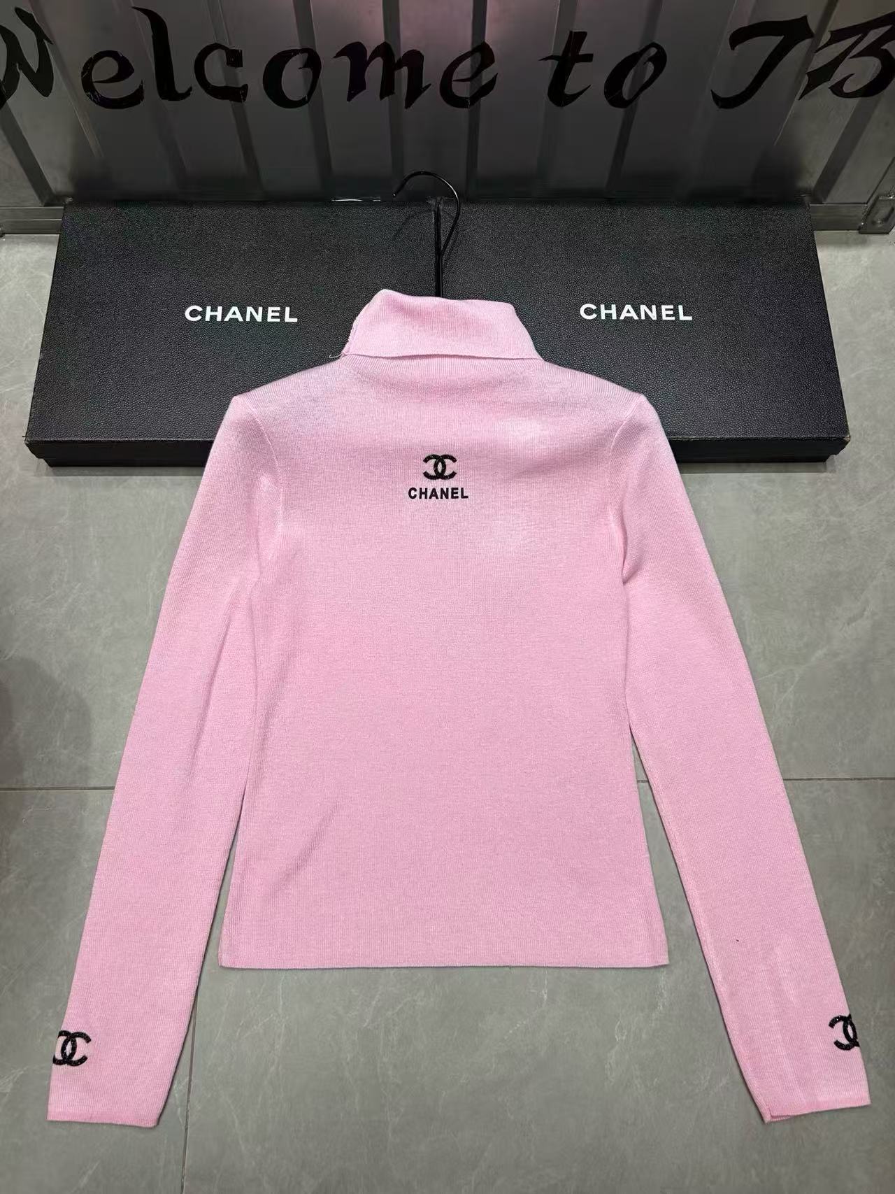 CHANE1 ダブルC ハイネック レターウールセーター【50％割引+送料無料】