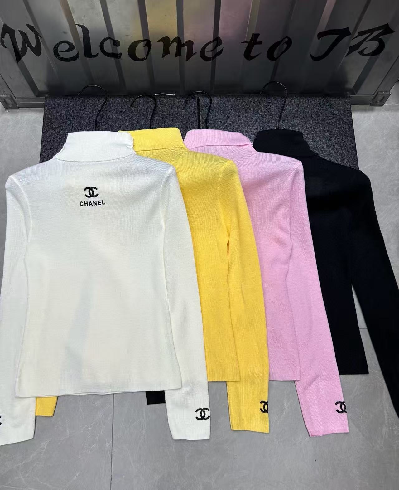 CHANE1 ダブルC ハイネック レターウールセーター【50％割引+送料無料】