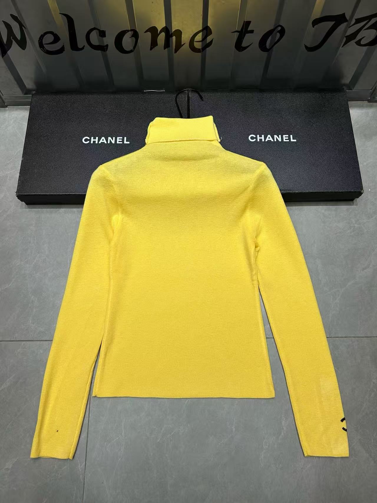 CHANE1 ダブルC ハイネック レターウールセーター【50％割引+送料無料】