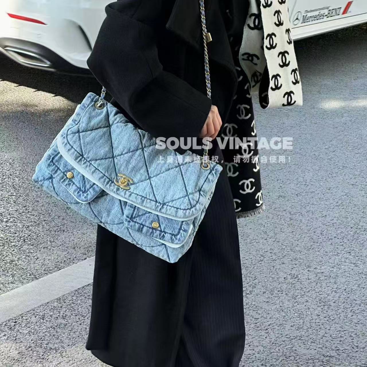 CHANE1 チェーンデニムバッグ【50％割引+送料無料】