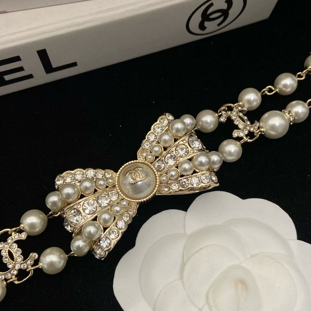 CHANE1 ボウ ダブルC パールブレスレット【50％割引+送料無料】