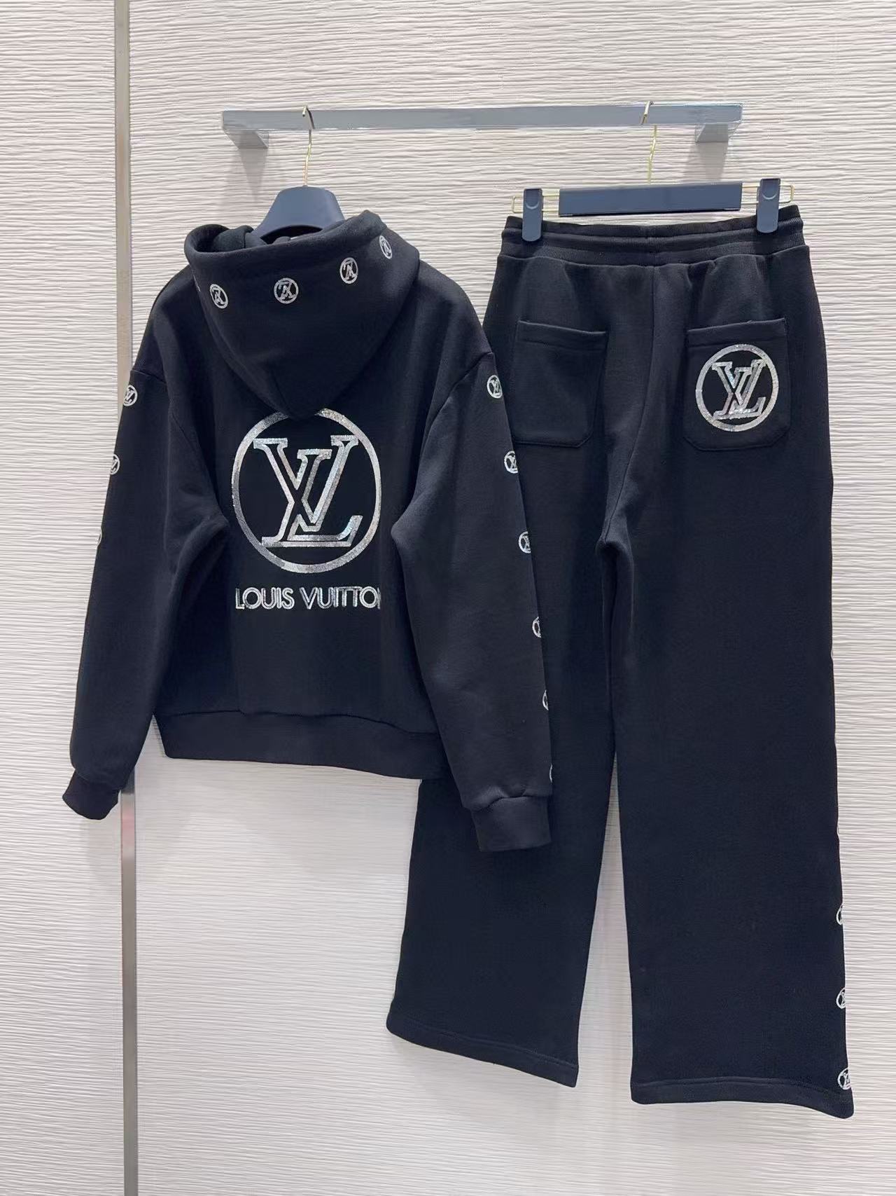 LVフード付きジップアップジャケット+パンツのツーピースセット【50％割引+送料無料】