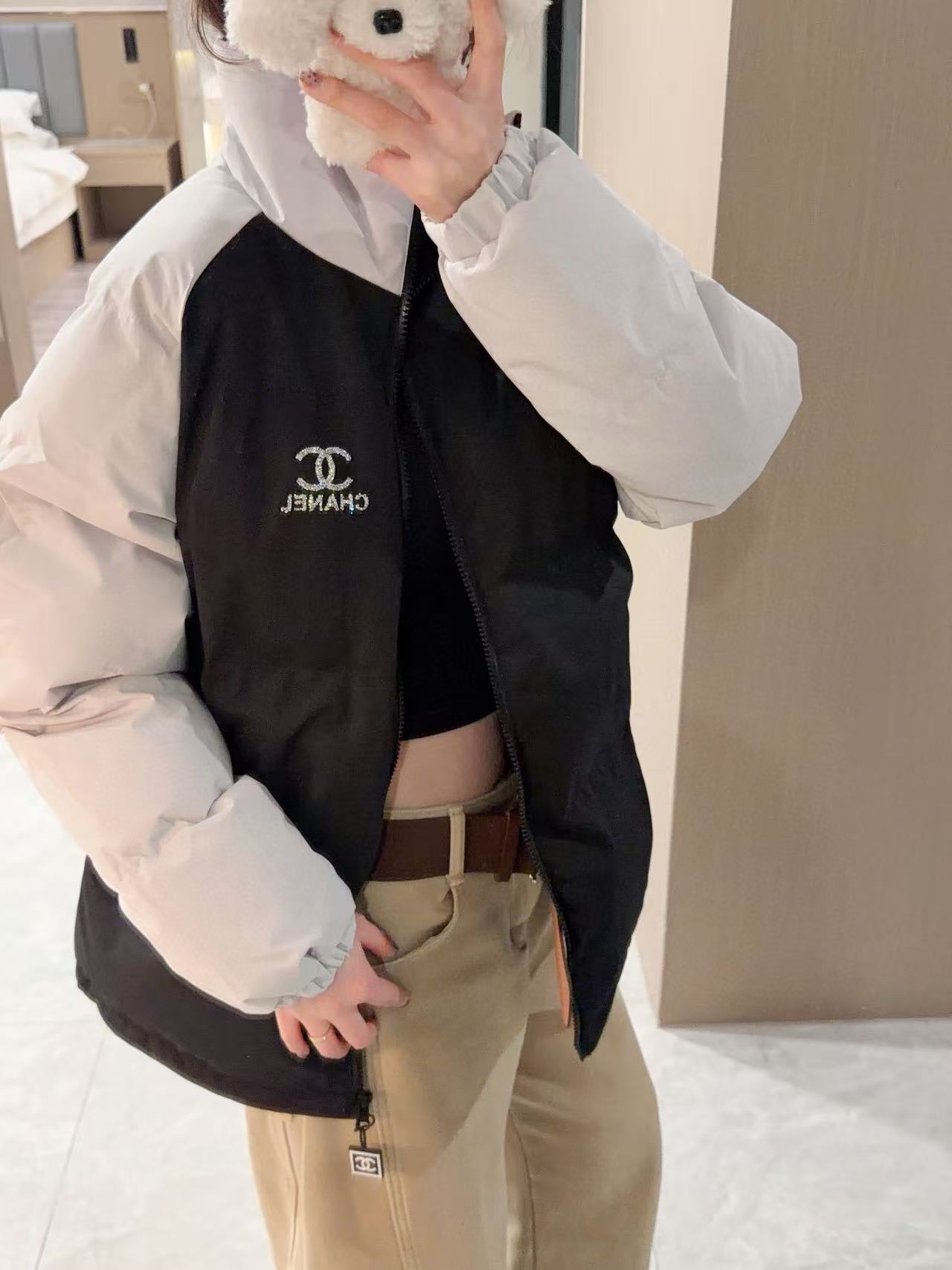 CHANE1 ブラック＆ホワイト ダブルC シックンドジャケット【50％割引+送料無料】