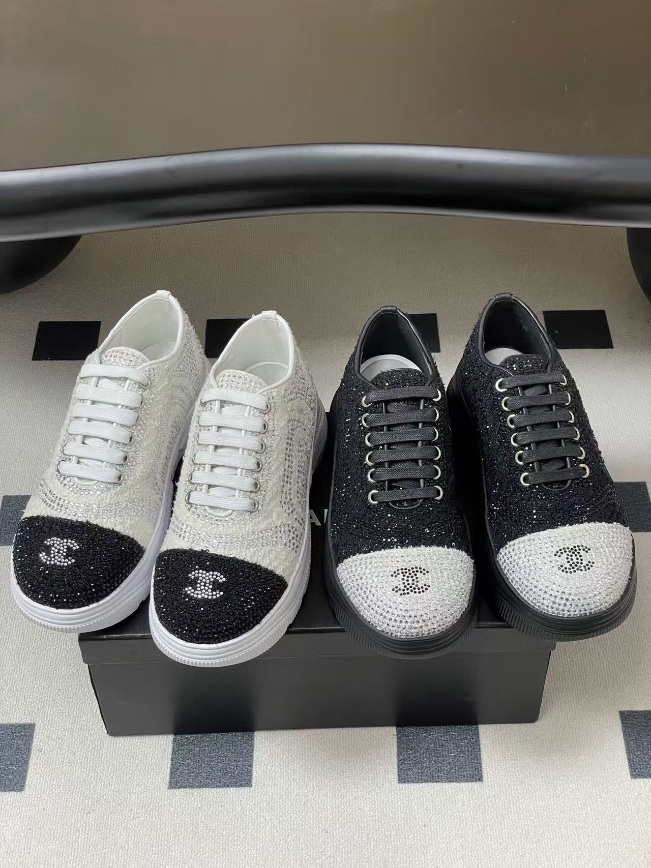 CHANE1 高品質ダブルCラインストーンプラットフォームシューズ【50％割引+送料無料】