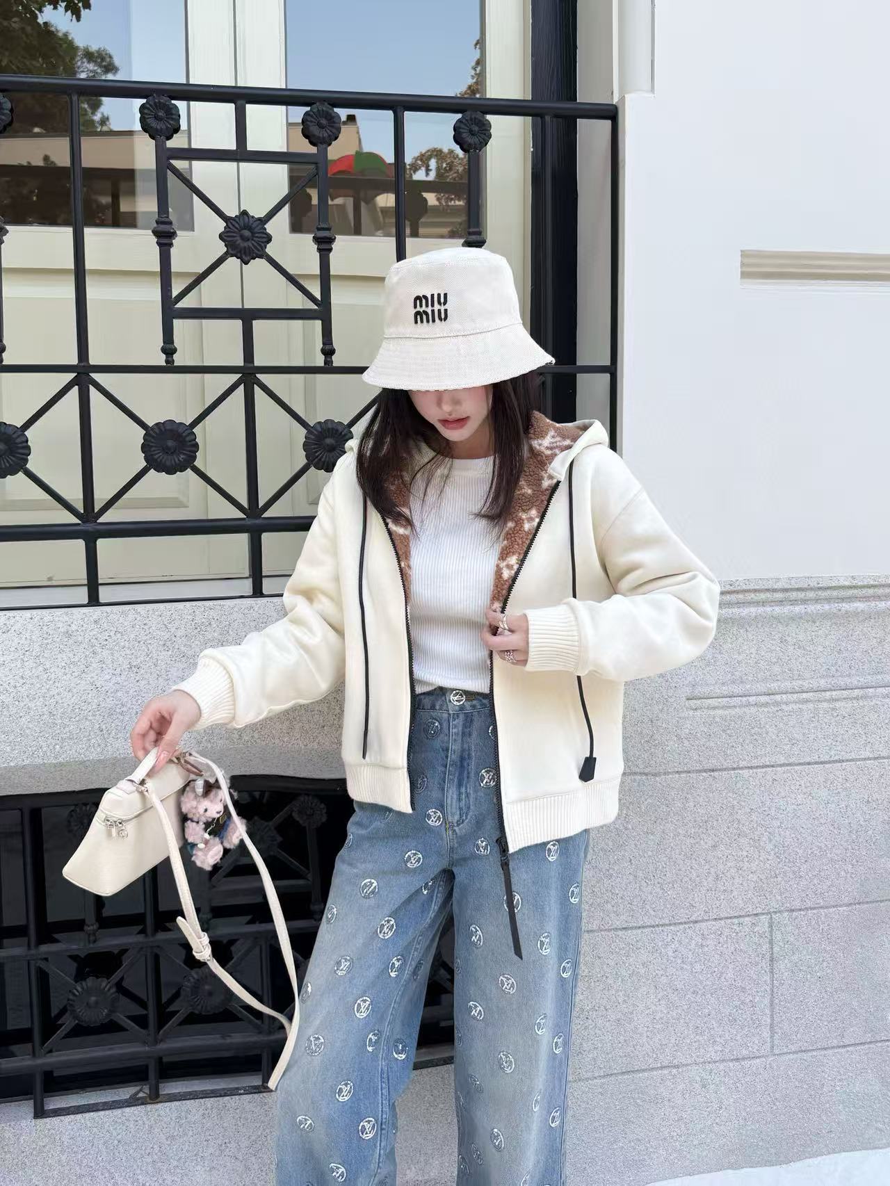 LVフード付きシアリングコート【50％割引+送料無料】