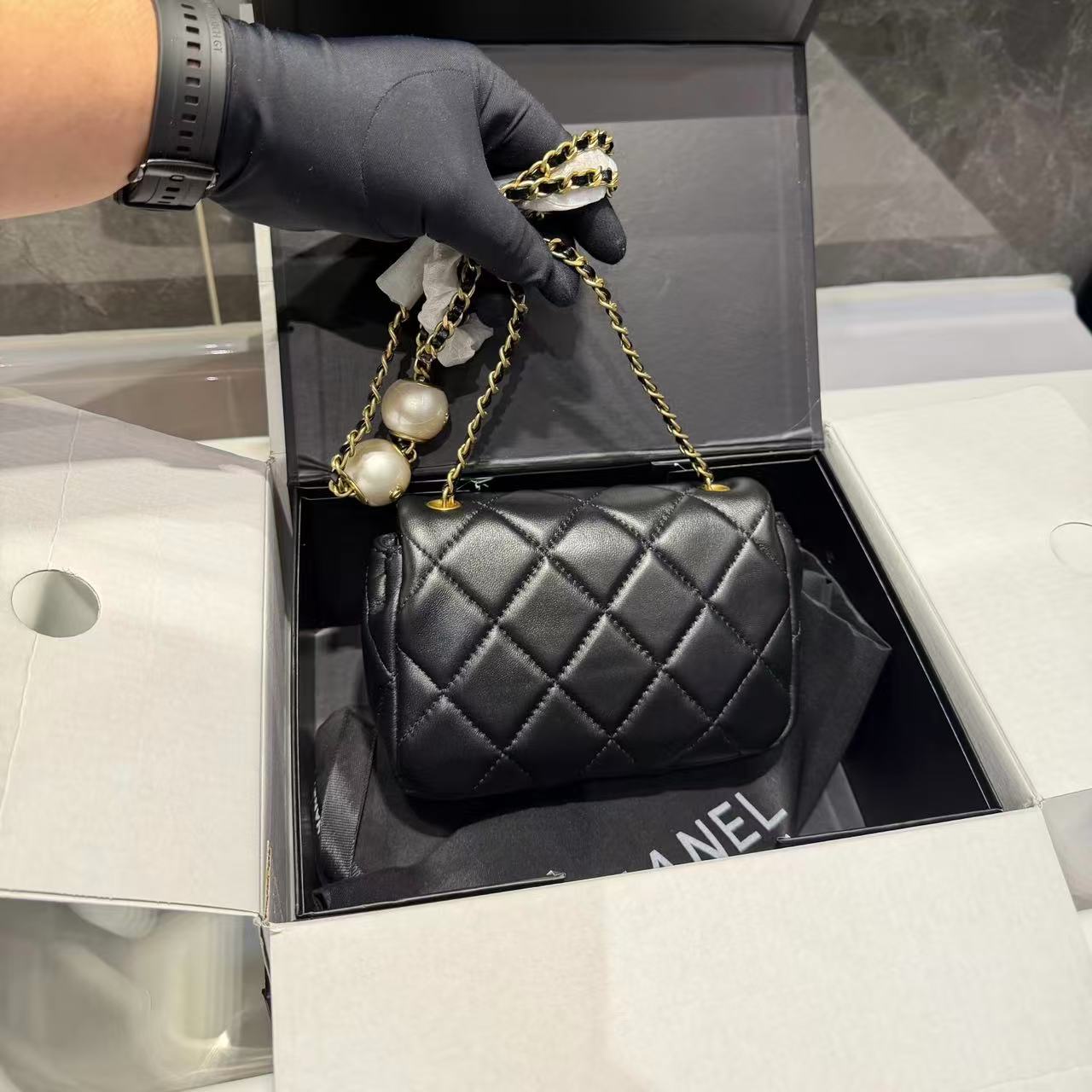 CHANE1 パールチェーンバッグ【50％割引+送料無料】