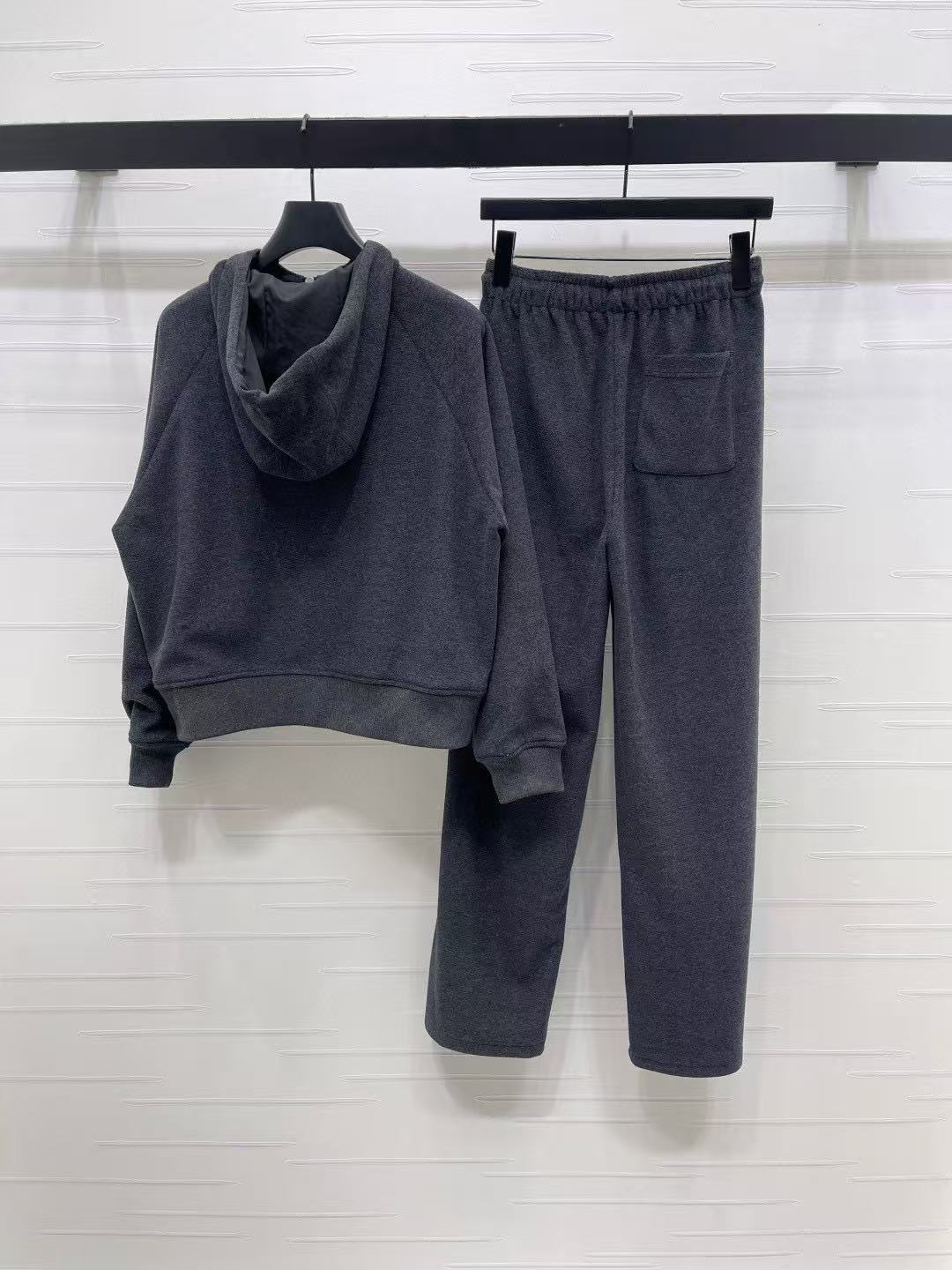 L0WEW フード付き刺繍ジップアップジャケット + パンツ ツーピースセット【50％割引+送料無料】