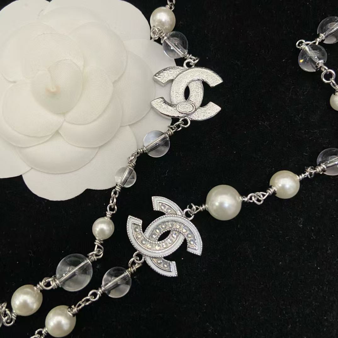 CHANE1 ダブルC パール セーターネックレス【50％割引+送料無料】