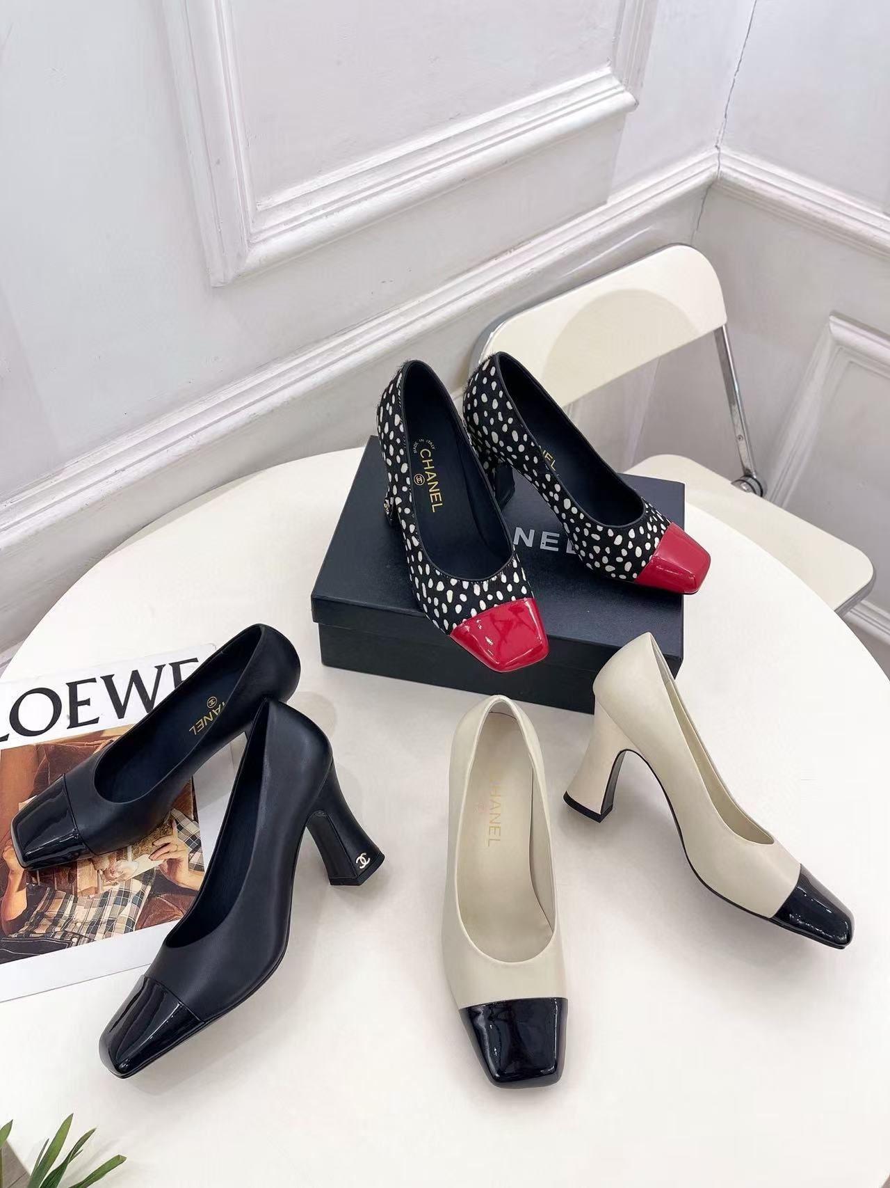 CHANE1高品質ダブルCスクエアトゥハイヒール【50％割引+送料無料】