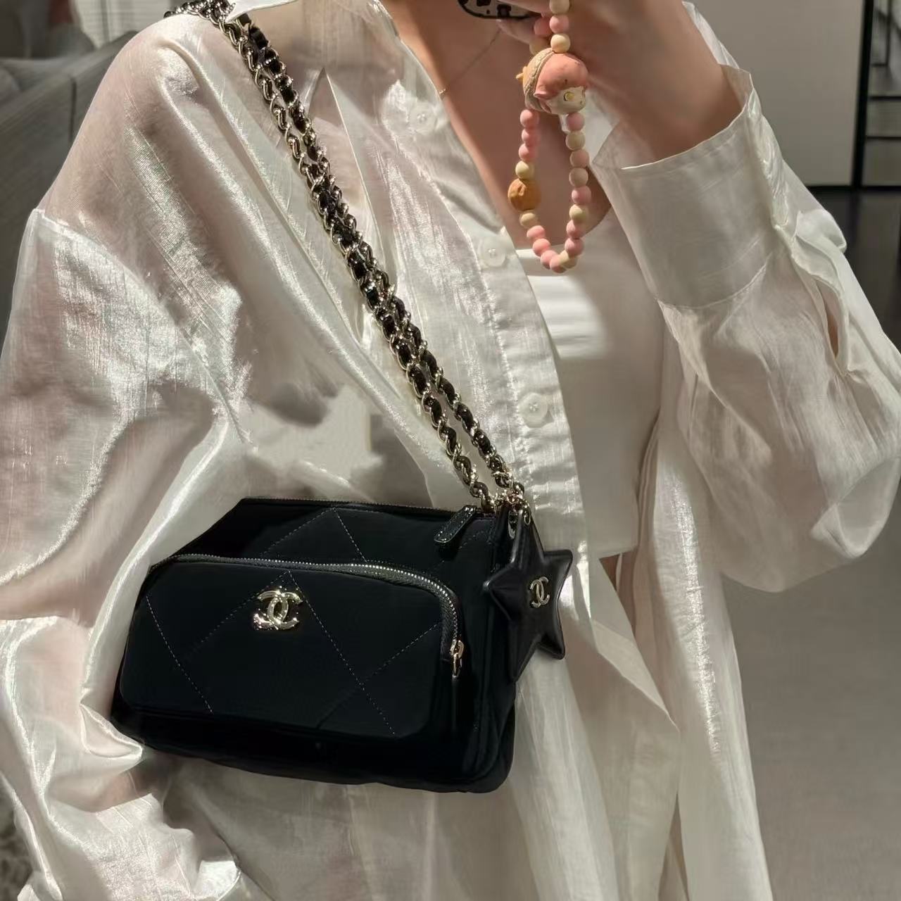 CHANE1 ベルベットディアスキンチェーンバッグ【50％割引+送料無料】