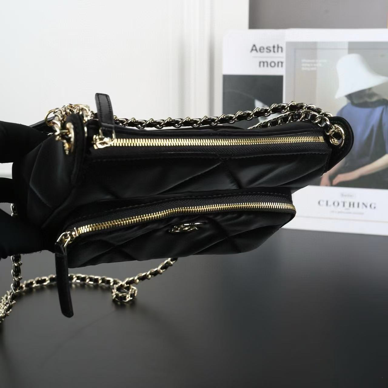 CHANE1 ベルベットディアスキンチェーンバッグ【50％割引+送料無料】