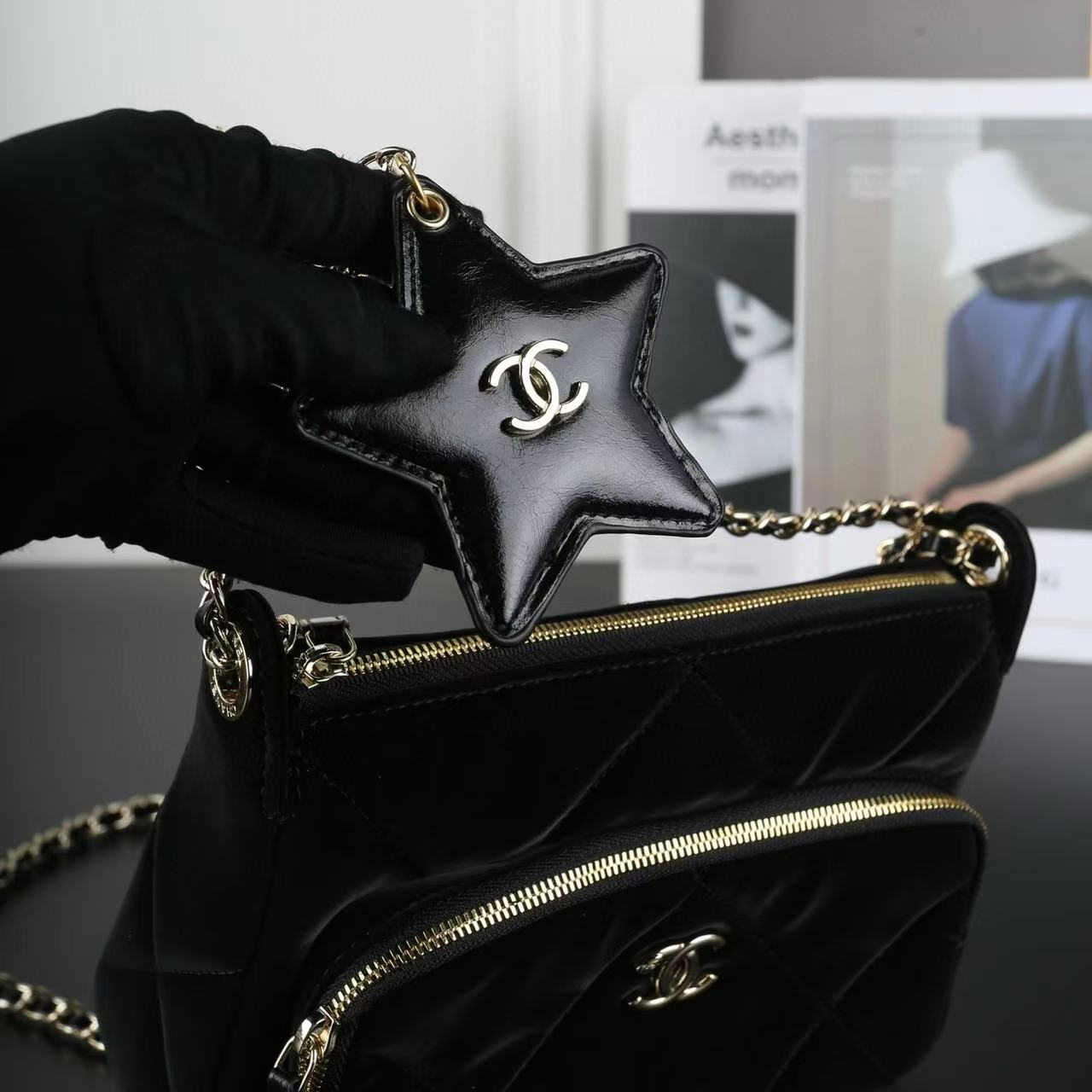 CHANE1 ベルベットディアスキンチェーンバッグ【50％割引+送料無料】