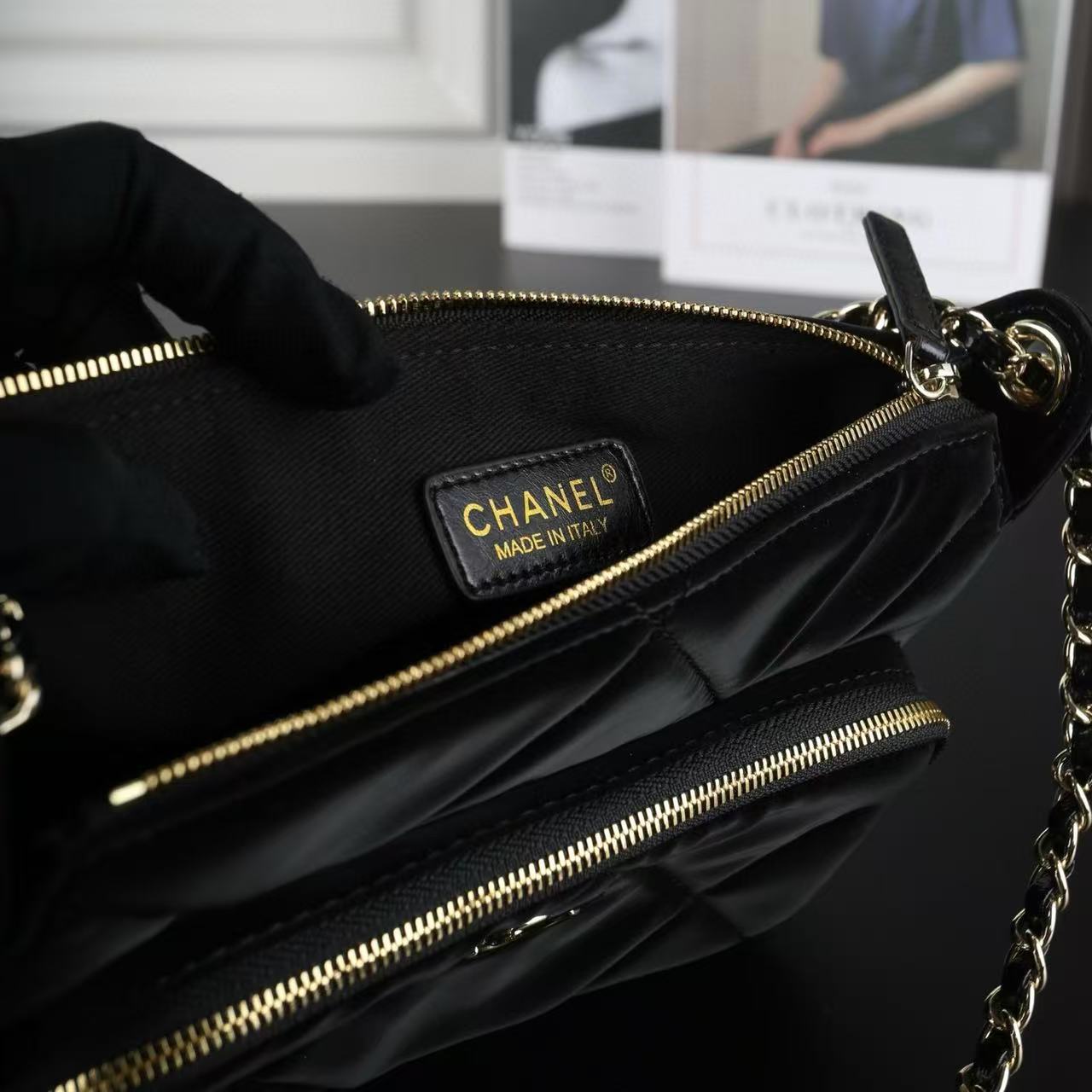 CHANE1 ベルベットディアスキンチェーンバッグ【50％割引+送料無料】