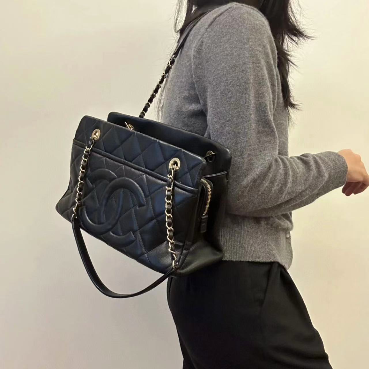 CHANE1 ダブルCチェーンチェックトートバッグ【50％割引+送料無料】