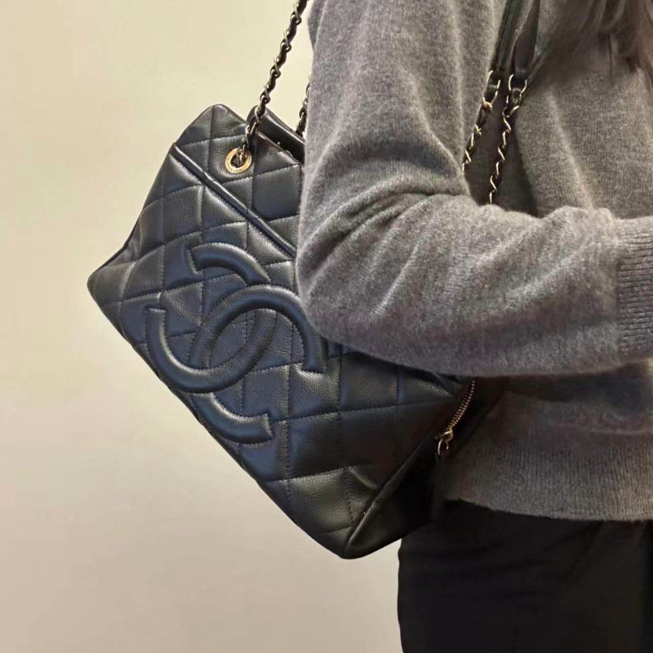 CHANE1 ダブルCチェーンチェックトートバッグ【50％割引+送料無料】