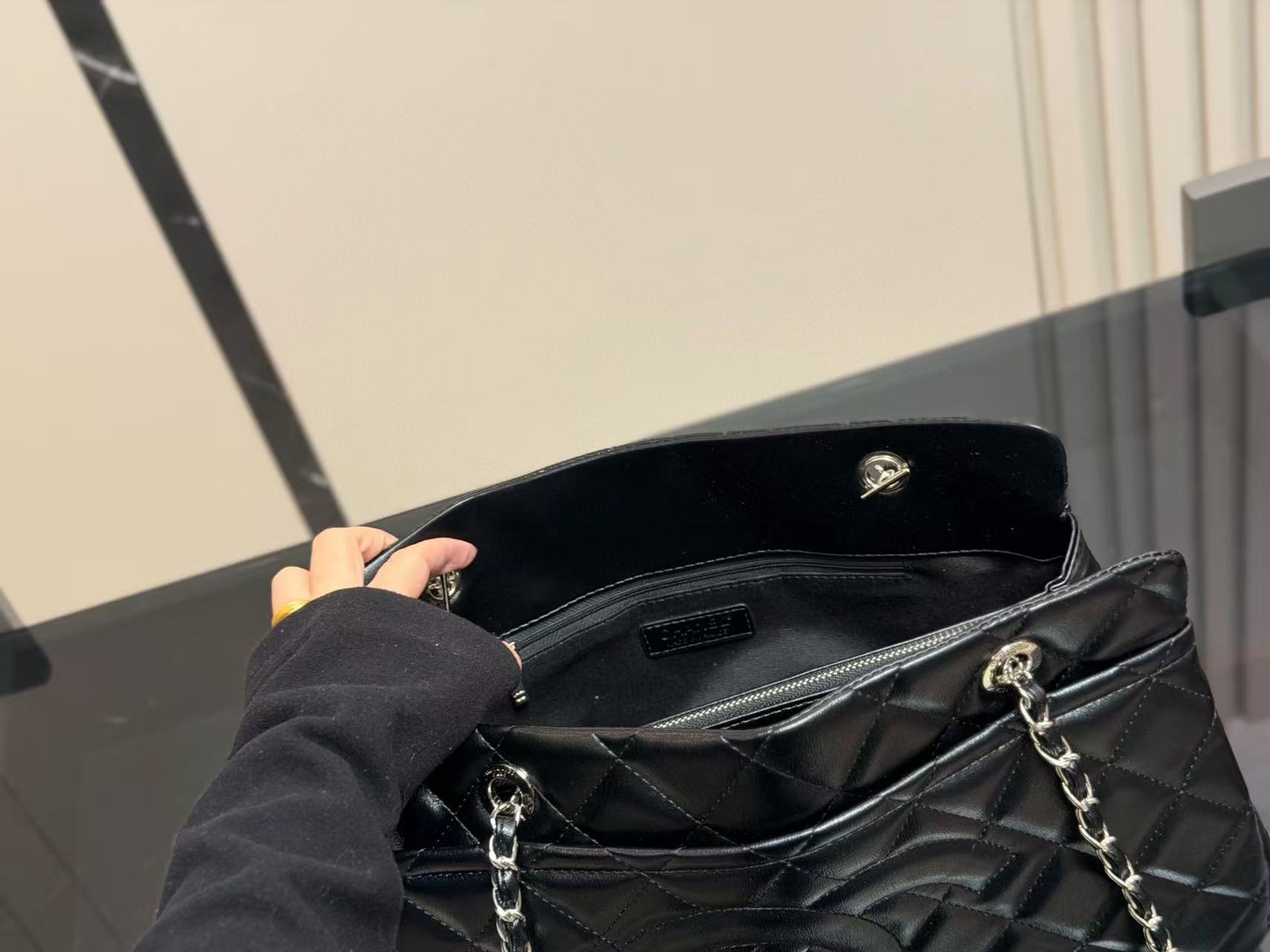 CHANE1 ダブルCチェーンチェックトートバッグ【50％割引+送料無料】