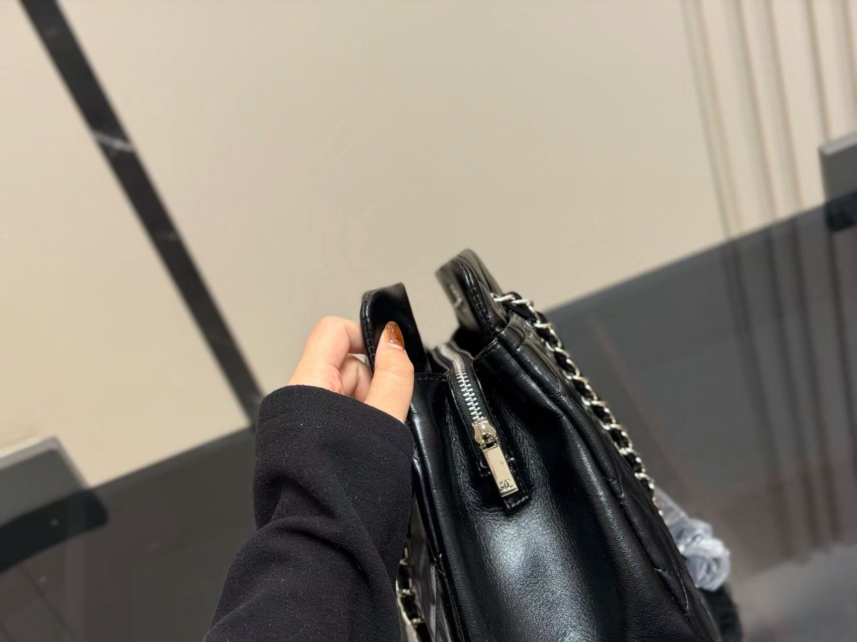 CHANE1 ダブルCチェーンチェックトートバッグ【50％割引+送料無料】