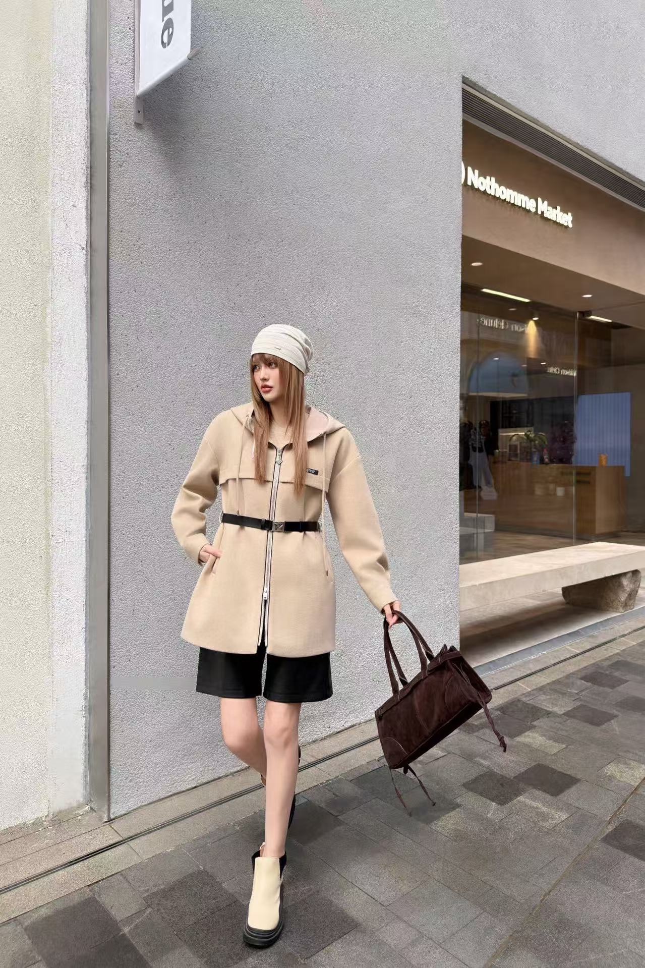 PR4DA シンプルフード付きウールコート【50％割引+送料無料】