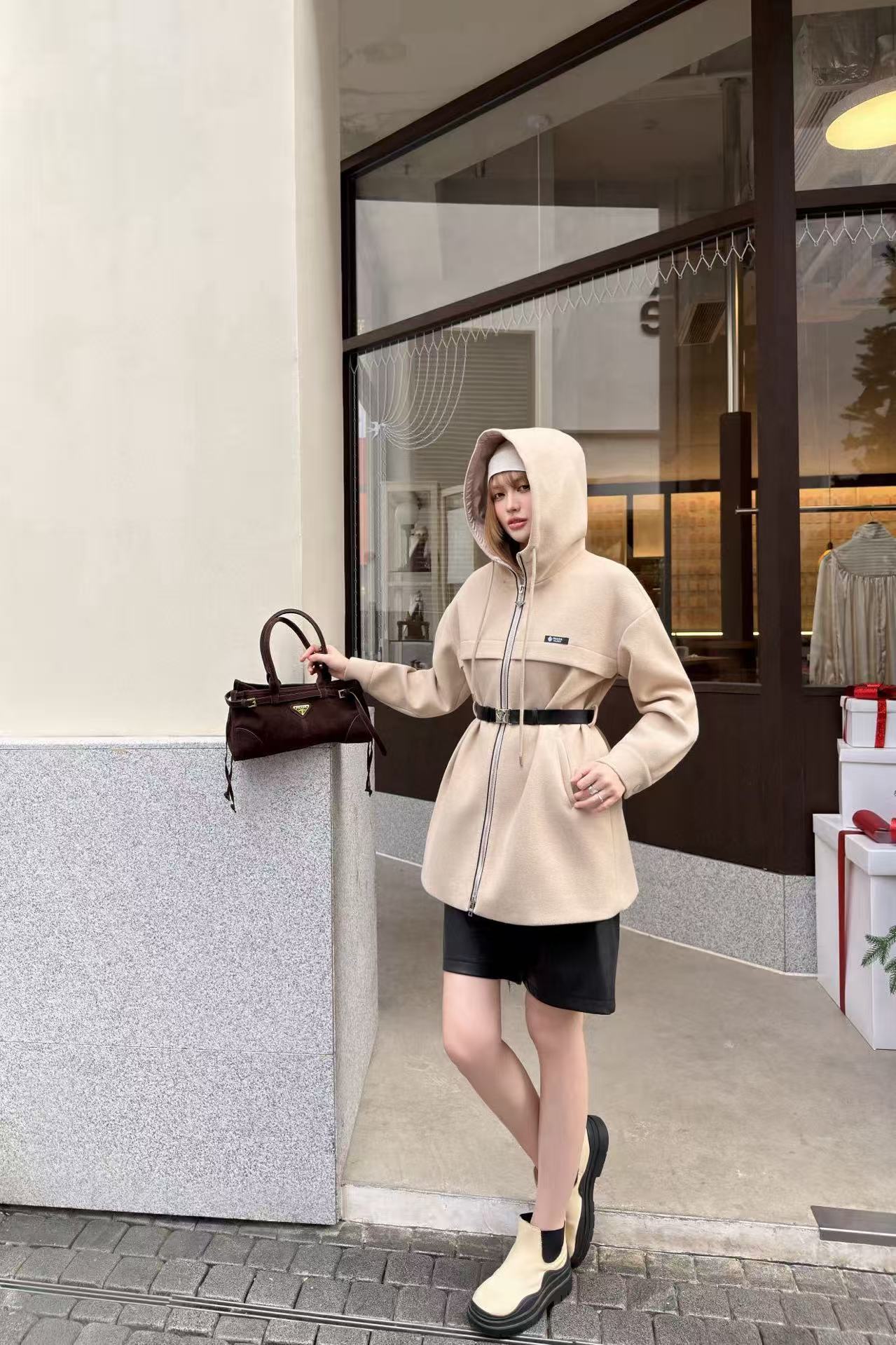 PR4DA シンプルフード付きウールコート【50％割引+送料無料】