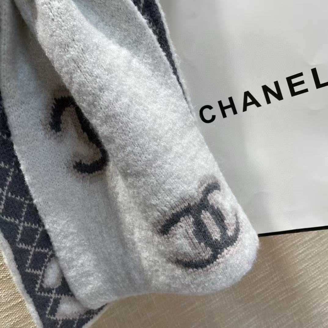 CHANE1 ダブルCチェックカシミヤマフラー【50％割引+送料無料】